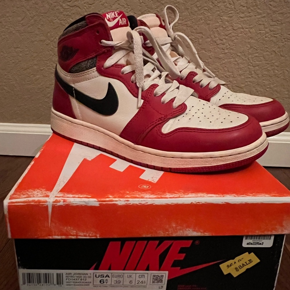 Nike Air Jordan 1 Retro High OG Red and White Sneakers